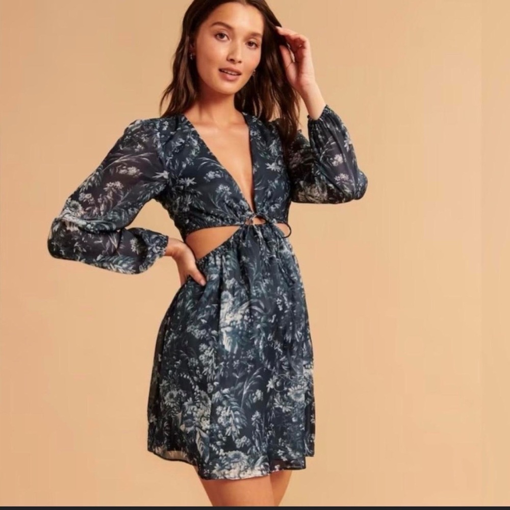 Abercrombie & Fitch Blue Floral Dress - Picture 3 of 12